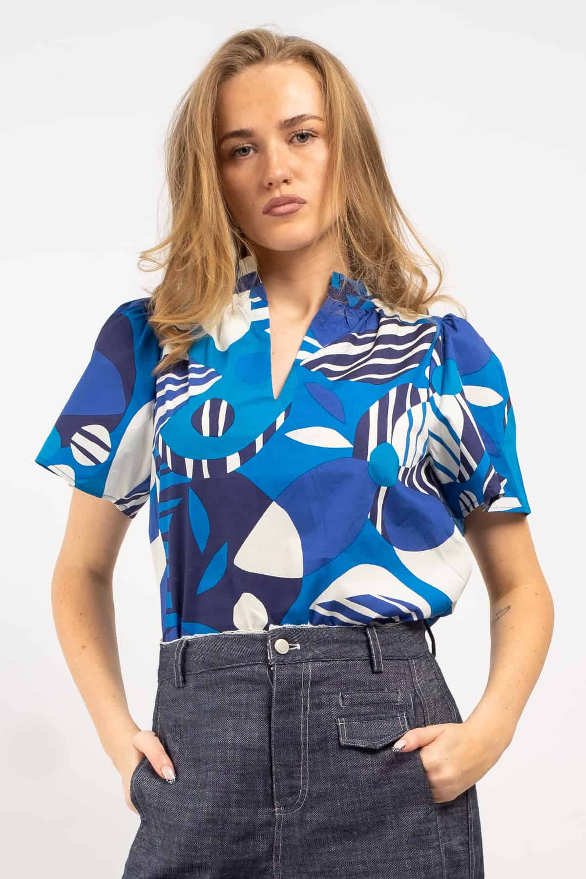 Beatty Geometric Inaya Split Neck Top