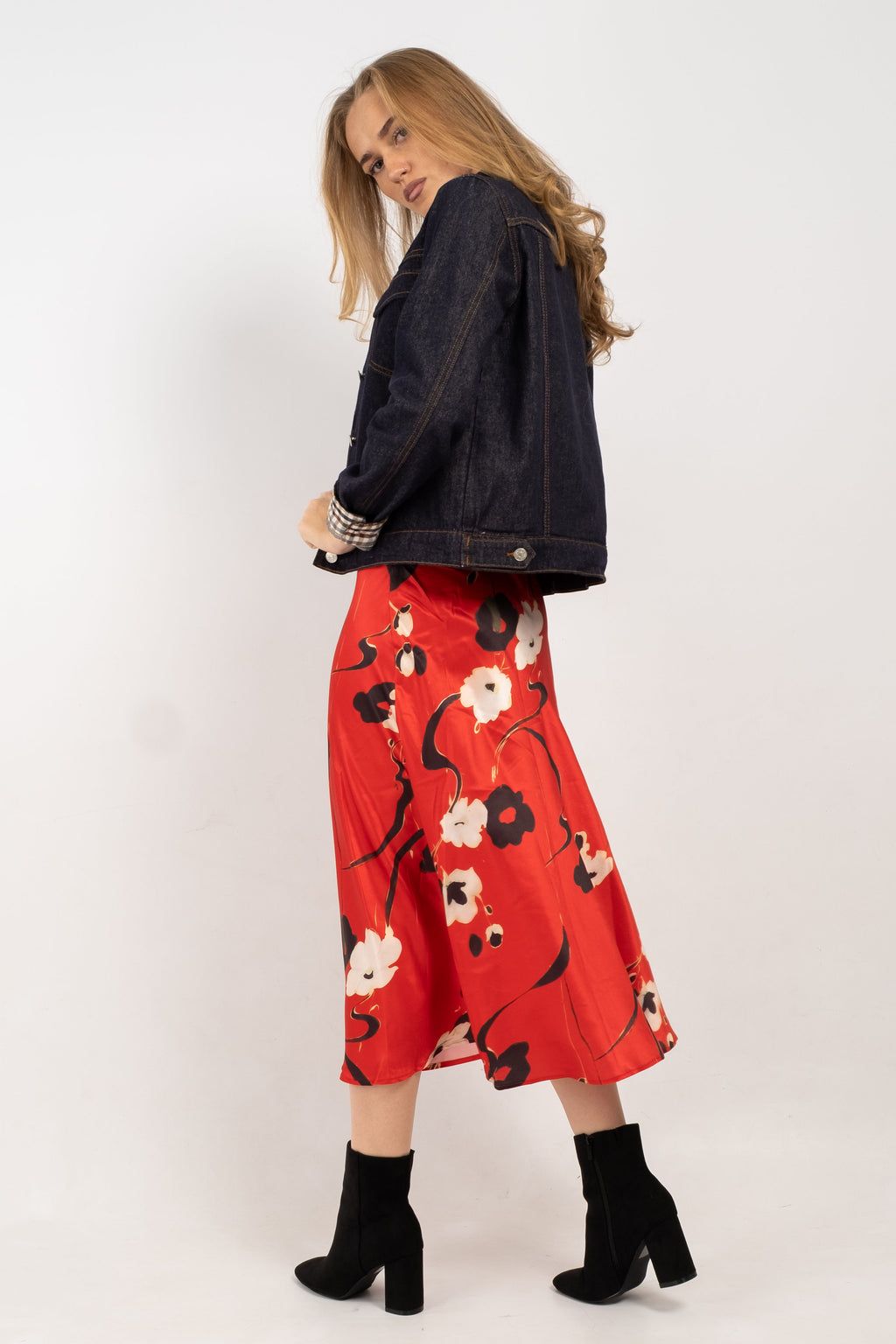 Eliza At The Art Gala Printed Satin Skirt