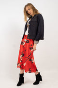 Eliza At The Art Gala Printed Satin Skirt