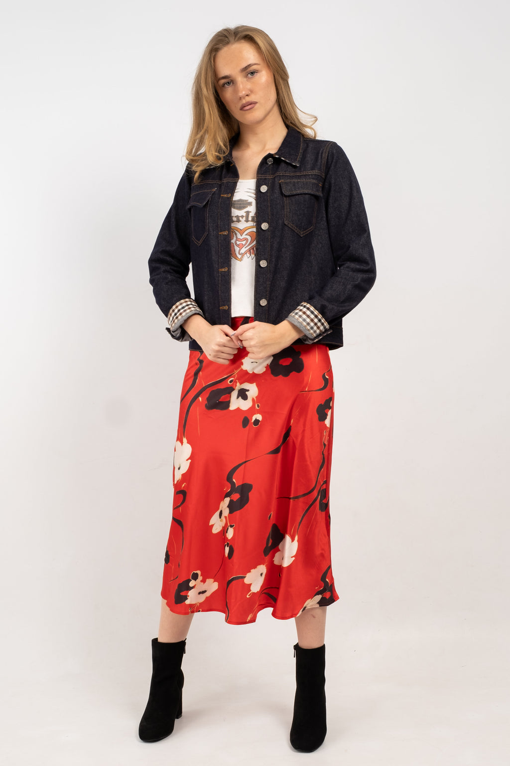 Eliza At The Art Gala Printed Satin Skirt